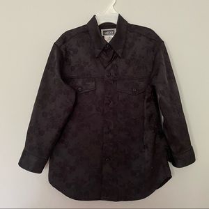 Young Versace Size 6 Black Floral Button Down